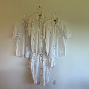 4 Wh Western Short Sleeve Shirts Size 16.5. Poly/Cotton with Pearl Buttons.